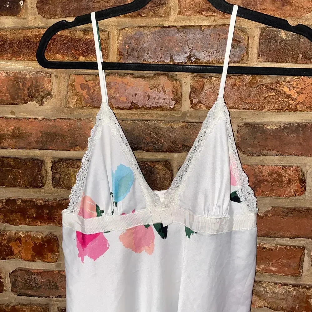 Kate Spade White Floral Slip Dress Sleepwear Nightgown Women's Size Medium